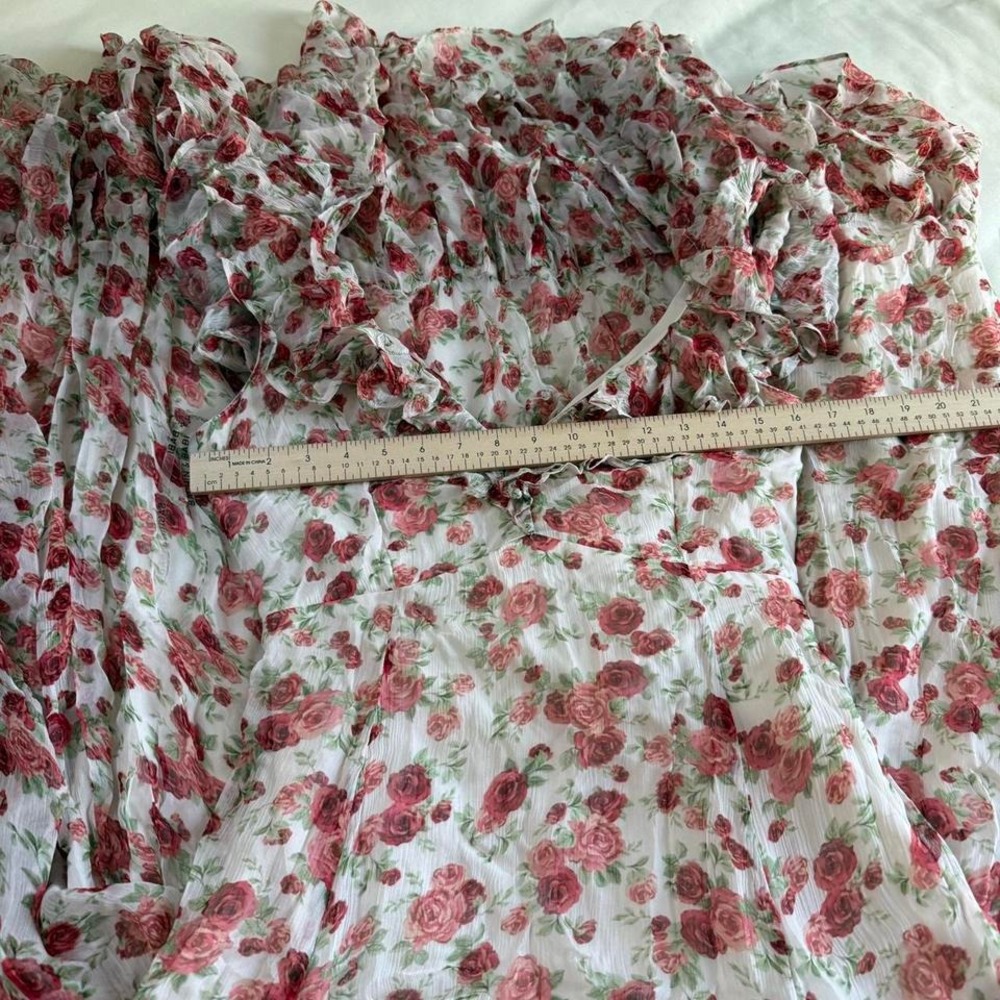 Ivy gown sold by anthropologie pink rose chiffon maxi dress Sachin & Babi size 4 - Picture 3 of 5
